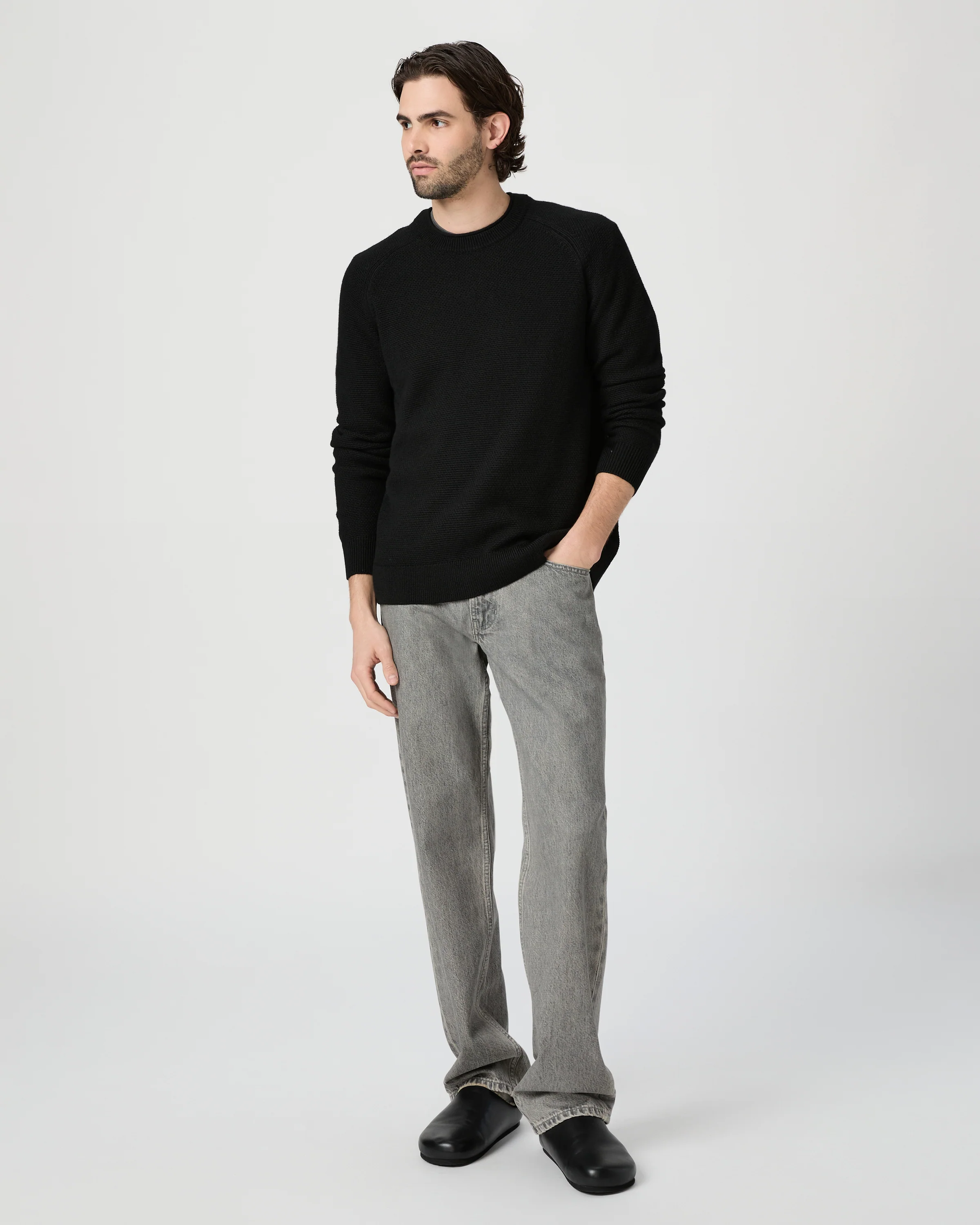 Wakelin Shearling Slide - Black Leather - Image 7