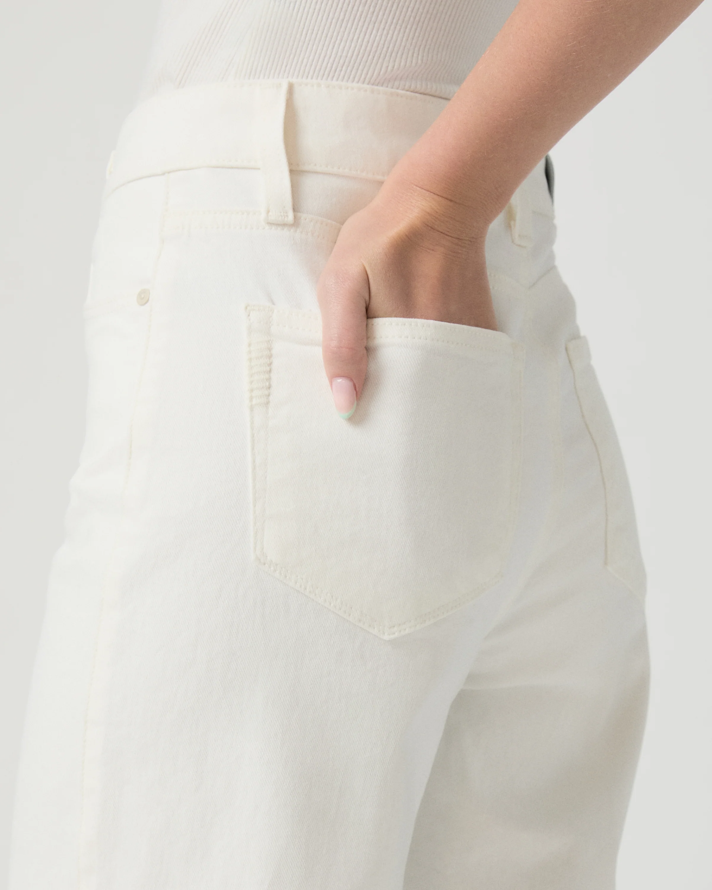 Anessa 31 Inch Wide Leg Jean - Tonal Ecru - Image 5