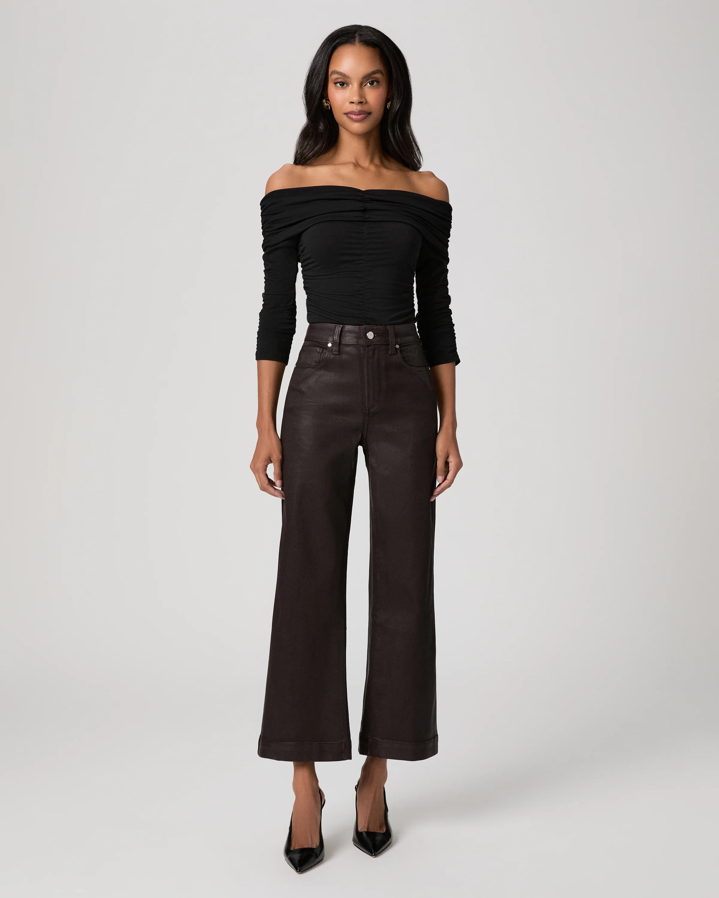 Anessa Wide Leg Jean - Chicory Coffee Luxe Coating