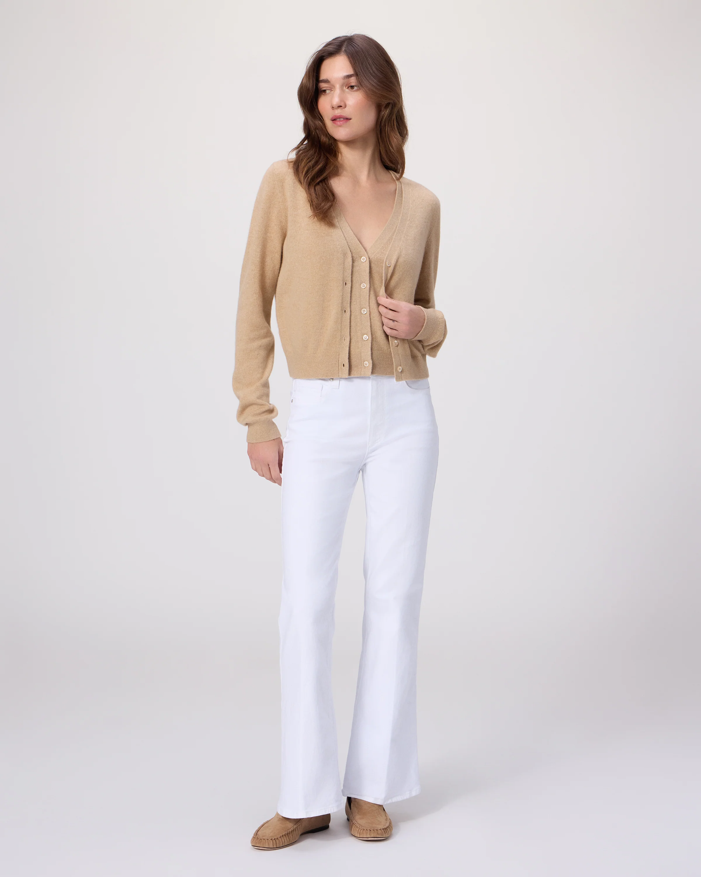 Brioche Cardigan - Sand Heather Cashmere - Image 3