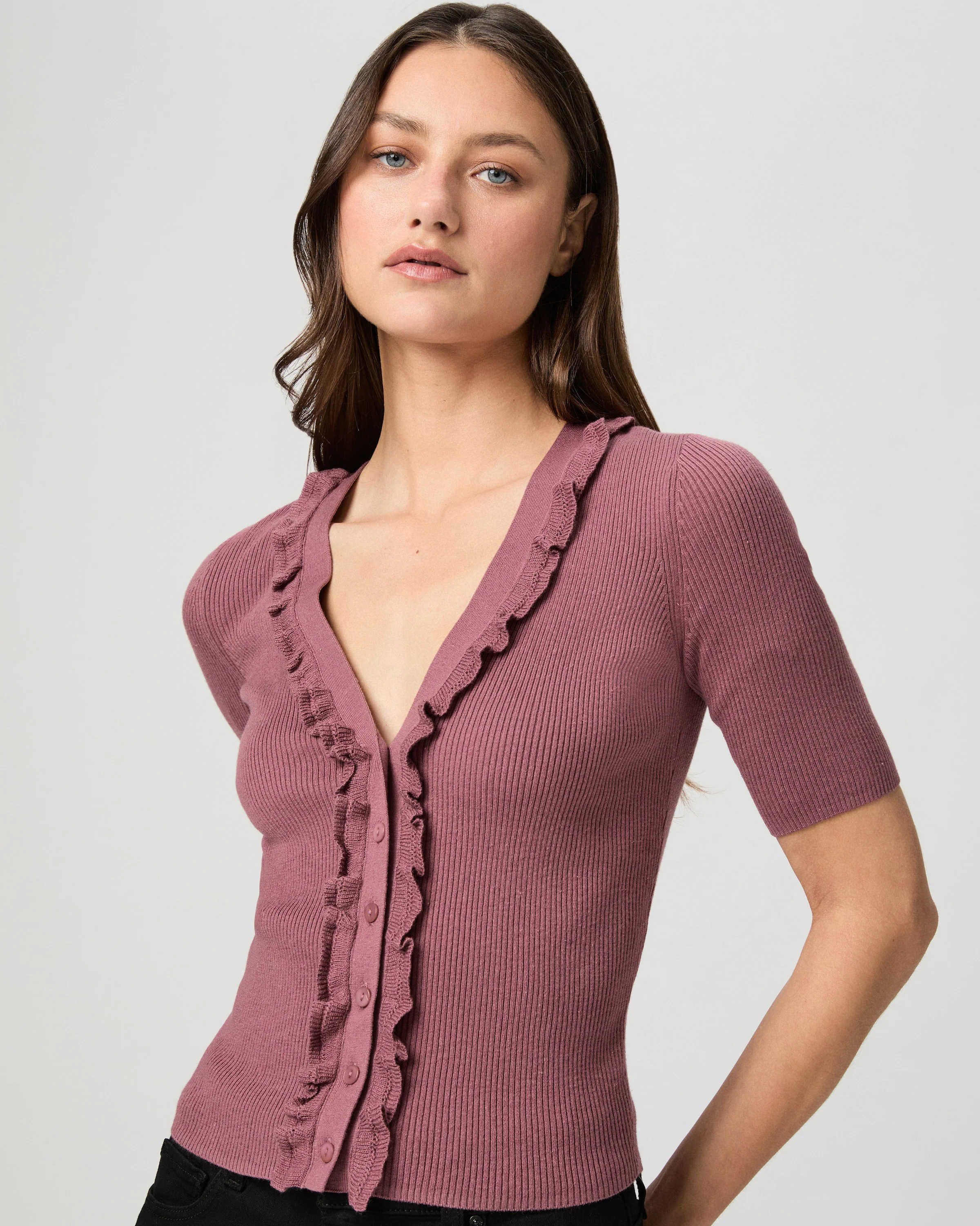 Demetra Short Sleeve Cardigan - Rose Tea