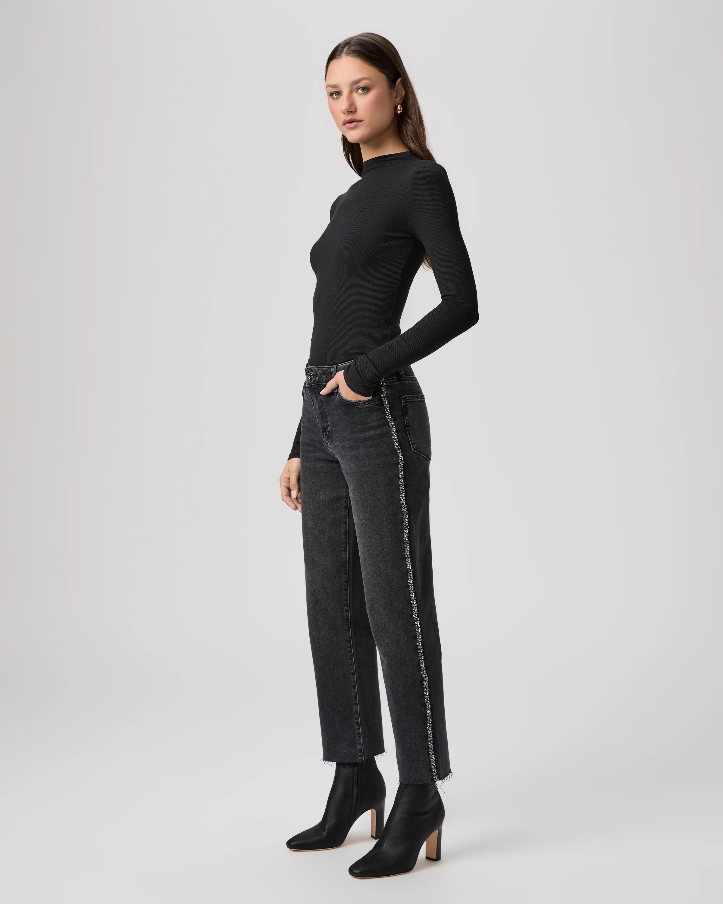 Mason Ankle Straight Jean - Glitz Black Embellished