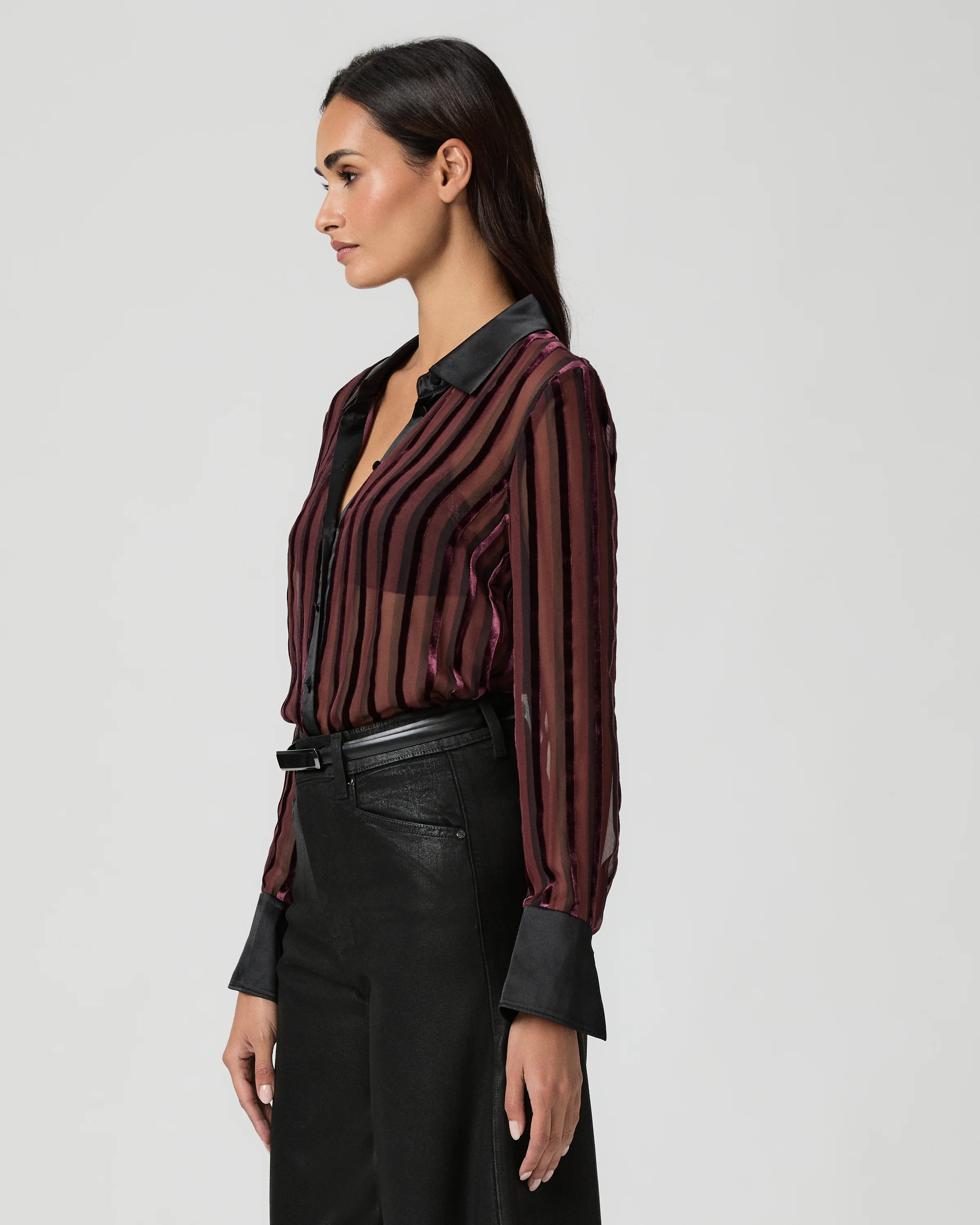 Mazzy Shirt - Aubergine/Black Silk - Image 3