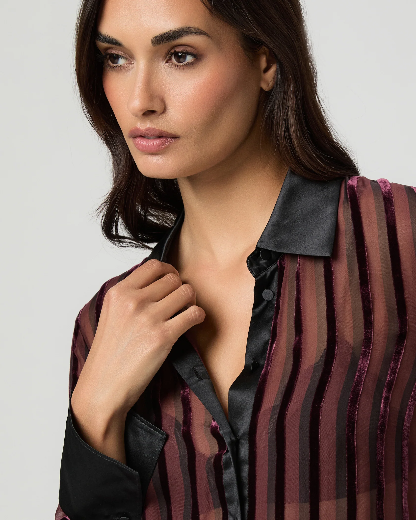Mazzy Shirt - Aubergine/Black Silk - Image 5