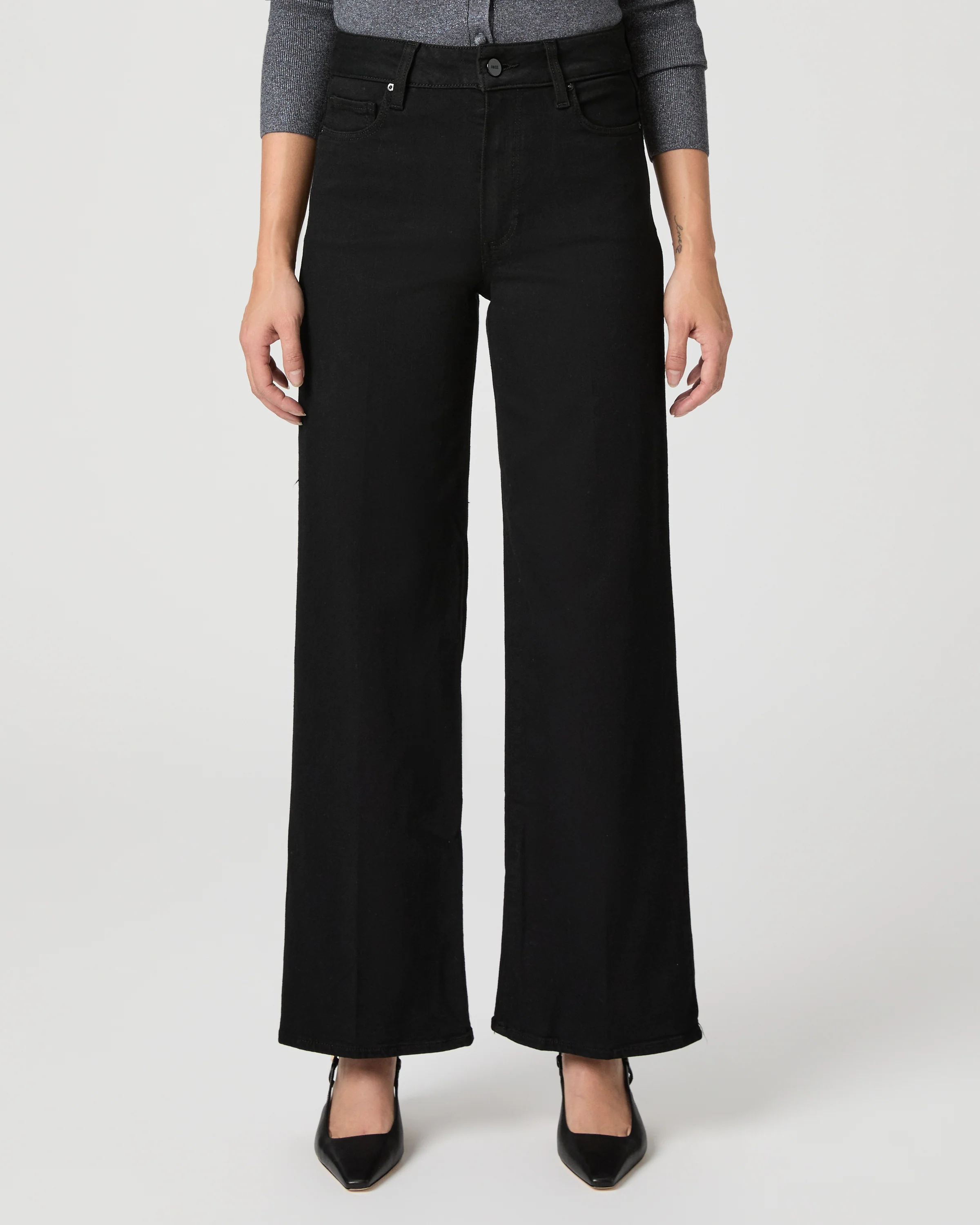 Anessa Petite 29 Inch Wide Leg Jean - Black Shadow - Image 2